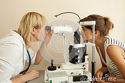Oculist and patient Stock Photo