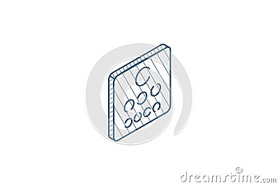 Oculist symbol. Visual Acuity Examination Point isometric icon. 3d line art technical drawing. Editable stroke vector Cartoon Illustration