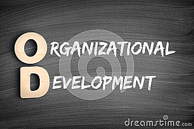 OD - Organizational Development acronym, business concept on blackboard Stock Photo