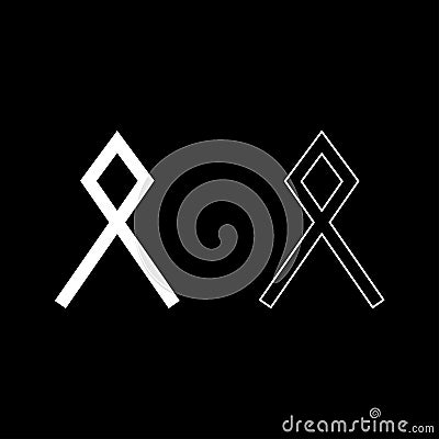 Odal Othil rune Othala symbol estate heritage sign icon set white color illustration flat style simple image Vector Illustration