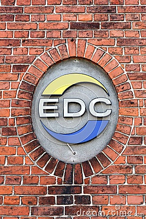 EDC logo on a wall Editorial Stock Photo