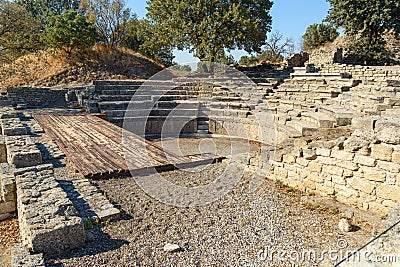 Odeion and Bouleuterion in ancient city Troy. Turkey Stock Photo