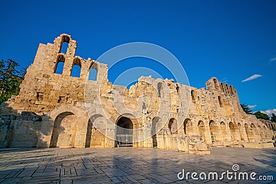 The Odeon of Herodes Atticus Roman theater structure at the Acropolis of Athens Stock Photo
