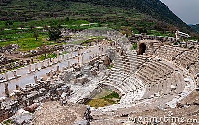 ODEON is the parliamentary building structure of the ancient period, Ephesus Ancient City in Izmir, Turkey Stock Photo