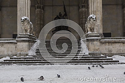 The Odeon square in Munich in winter time Stock Photo