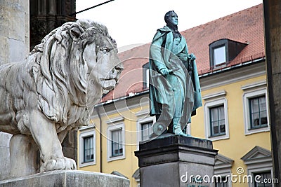 Odeonsplatz - Feldherrnhalle in Munich Germany Stock Photo