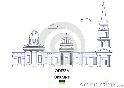 Odessa City Skyline, Ukraine Vector Illustration