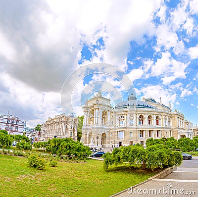 The Odessa National Academic Theater of Opera and Ballet is the oldest theater in Odessa. top part of Opera house. Stock Photo