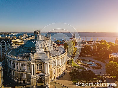 Odessa Opera and Ballet Theater Ukraine. aerial photography. city cultural sightseeing Editorial Stock Photo