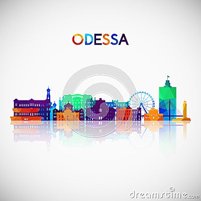 Odessa skyline silhouette in colorful geometric style. Vector Illustration