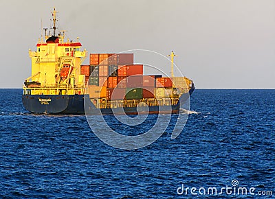 Odessa, Ukraine - August 08, 2018. A large cargo ship transports Editorial Stock Photo