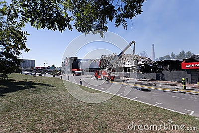 ODESSA UKRAINE -AUGUST 14 2023: Ruin of shopping center FOZZI destroyed by Russian missiles war. Collapse of large international Editorial Stock Photo