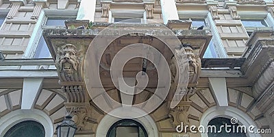 Architectural fragment of the facade of the old house, Odessa, Ukraine Editorial Stock Photo