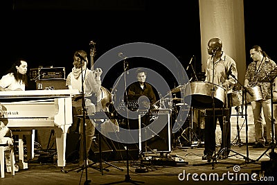 ODESSA, UKRAINE - JUNE 5: Jazz musicians performing live on stag Editorial Stock Photo