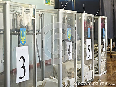 Odessa, Ukraine - 31 March 2019: place for people of voting voters in the national political elections in Ukraine. Ballot box for Editorial Stock Photo