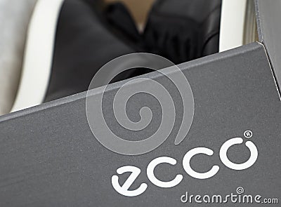 Odessa, Ukraine - September 25, 2018: Ecco brand logo printed on Editorial Stock Photo