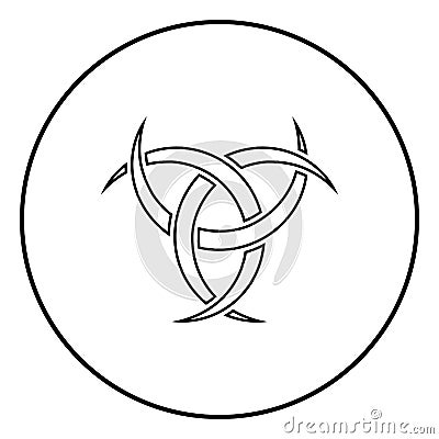 Odin horn paganism symbol icon outline black color vector in circle round illustration flat style image Vector Illustration