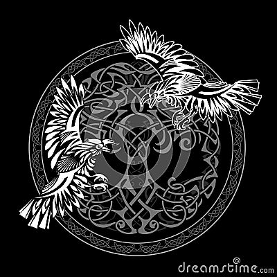 Odin's Celtic Raven Vector Illustration