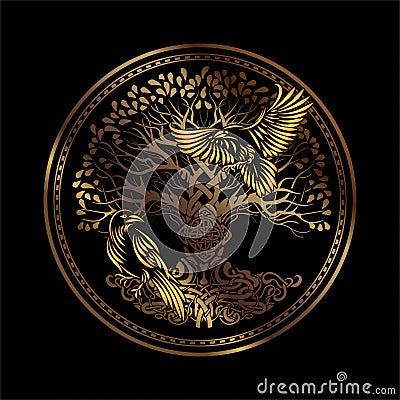 Odin's Celtic Raven Vector Illustration