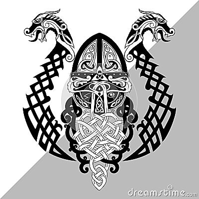 Odin, Wotan. Old Norse and Germanic mythology God in Viking Age. Vector Illustration