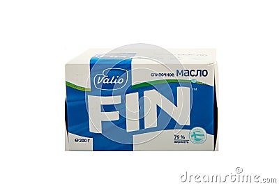 Fin butter packaging maker VALIO insulated on white Editorial Stock Photo