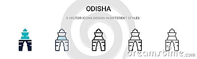 Odisha icon in filled, thin line, outline and stroke style. Vector illustration of two colored and black odisha vector icons Vector Illustration