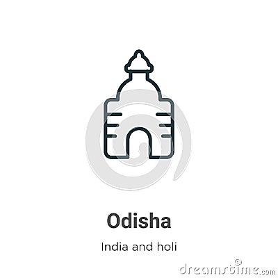 Odisha outline vector icon. Thin line black odisha icon, flat vector simple element illustration from editable india concept Vector Illustration