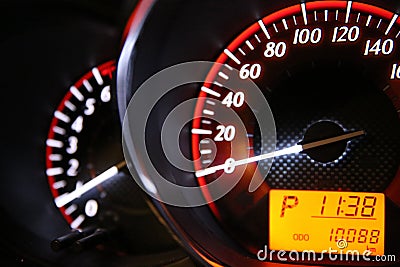 Odometer Speed in my car Stock Photo