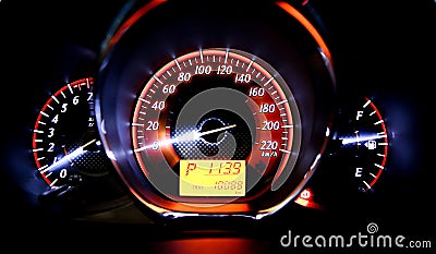 Odometer Speed in my car Stock Photo