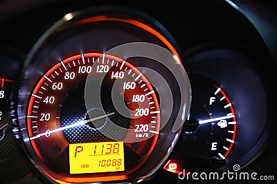 Odometer Speed in my car Stock Photo