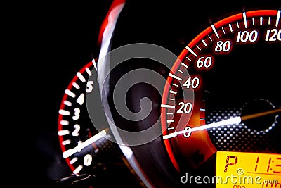 Odometer Speed in my car Stock Photo