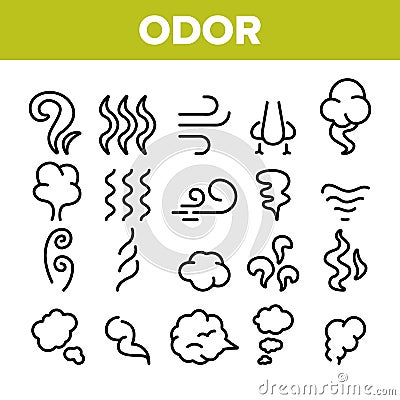 Odor, Smoke, Smell Vector Linear Icons Set Vector Illustration