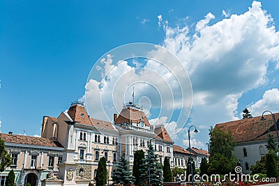 Local city hall build in 1896, blue sky with white clouds in the background. Editorial Stock Photo