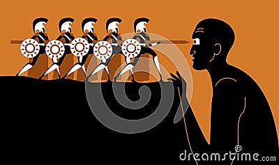 Odyssey Polyphemus titan attacked by Odysseus greek myth Vector Illustration