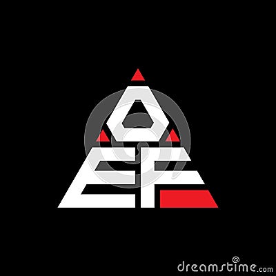 OEF triangle letter logo design with triangle shape. OEF triangle logo design monogram. OEF triangle vector logo template with red Vector Illustration