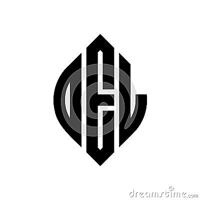 OEL circle letter logo design with circle and ellipse shape. OEL ellipse letters with typographic style. The three initials form a Vector Illustration