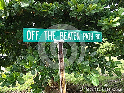 Off The Beaten Path Road sign Stock Photo