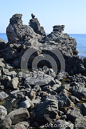 Isole dei ciclopi, Aci Trezza Sicily Italy Stock Photo