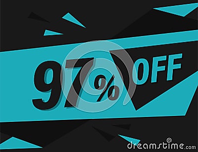 97% OFF Discount Banner, 97% OFF Special offer Vector Illustration