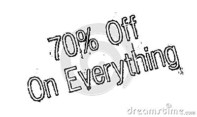 70 Off On Everything rubber stamp Vector Illustration