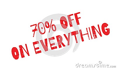 70 Off On Everything rubber stamp Vector Illustration