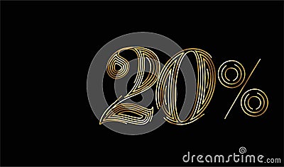 20% OFF Gold Sale Discount Banner. Discount offer price tag. Vector Modern Sticker Illustration Vector Illustration