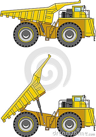 Off-highway trucks. Heavy mining trucks. Vector Illustration