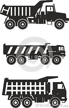 Off-highway trucks. Heavy mining trucks. Vector Vector Illustration