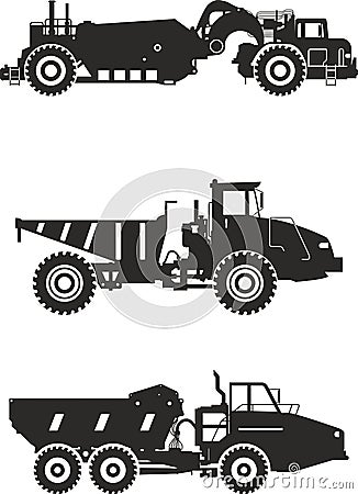 Off-highway trucks. Heavy mining trucks. Vector Vector Illustration