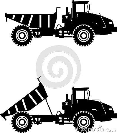 Off-highway trucks. Heavy mining trucks. Vector Vector Illustration