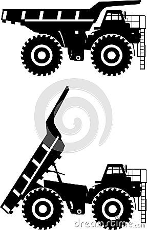 Off-highway trucks. Heavy mining trucks. Vector Vector Illustration