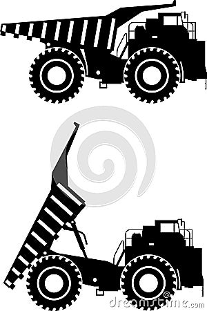 Off-highway trucks. Heavy mining trucks. Vector Vector Illustration