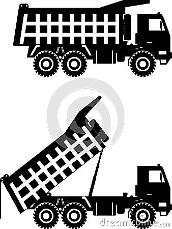 Off-highway trucks. Heavy mining trucks. Vector Vector Illustration