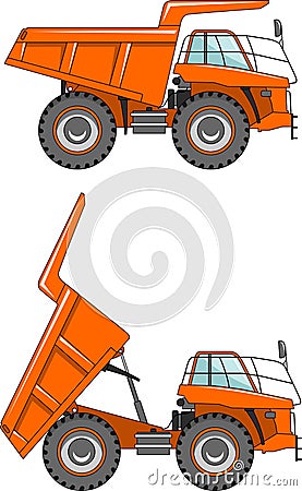 Off-highway trucks. Heavy mining trucks. Vector Vector Illustration